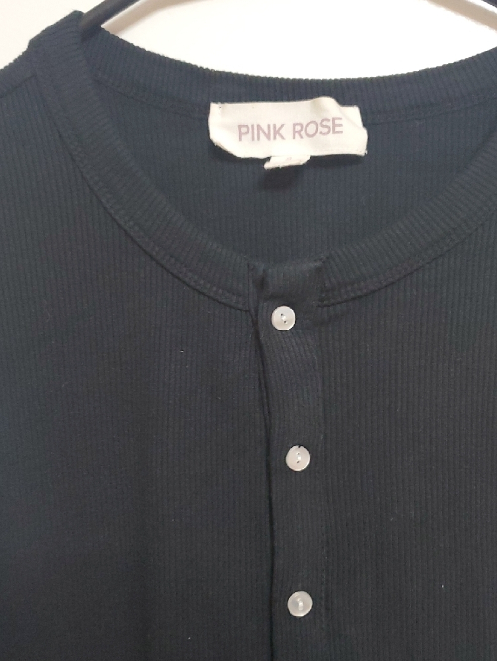 Pink Rose Black Ribbed Button-Front Tank - Picture 3 of 7